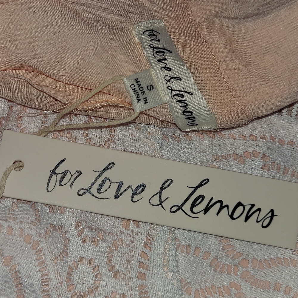 For Love And Lemons White Lace Dress with Black Velvet Bows - Picture 7 of 8